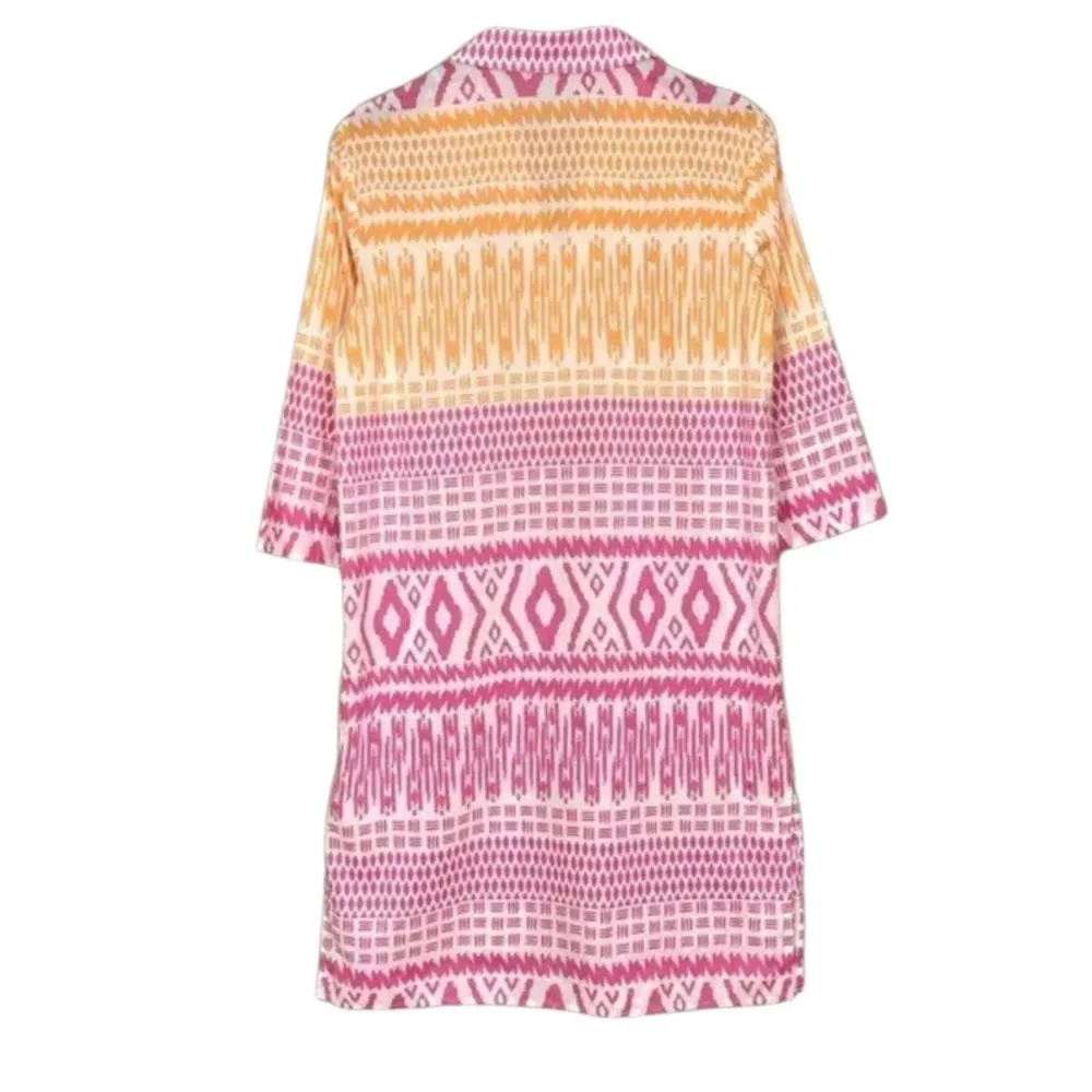 J. McLaughlin Ikat Caftan Dress  Pullover Lightweight Cotton Tribal Size XS - Image 7