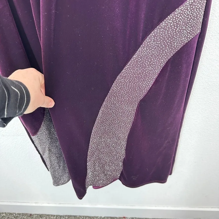 Vintage Women's Purple Velvet Rhinestone Maxi Dress Size 18 Onyx Nite Vamp Witch - Image 5