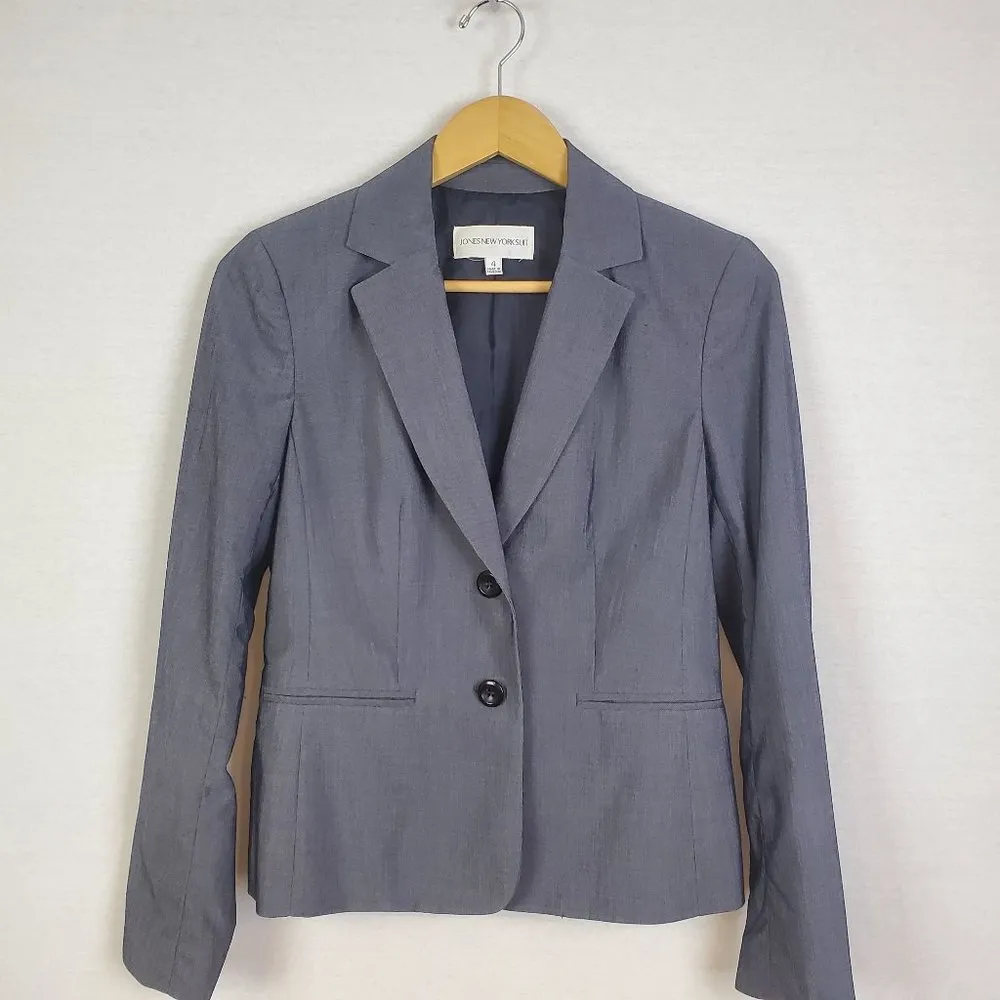 Jones New York Suit Size 4 Gray Pant & Blazer Straight Leg - Image 2