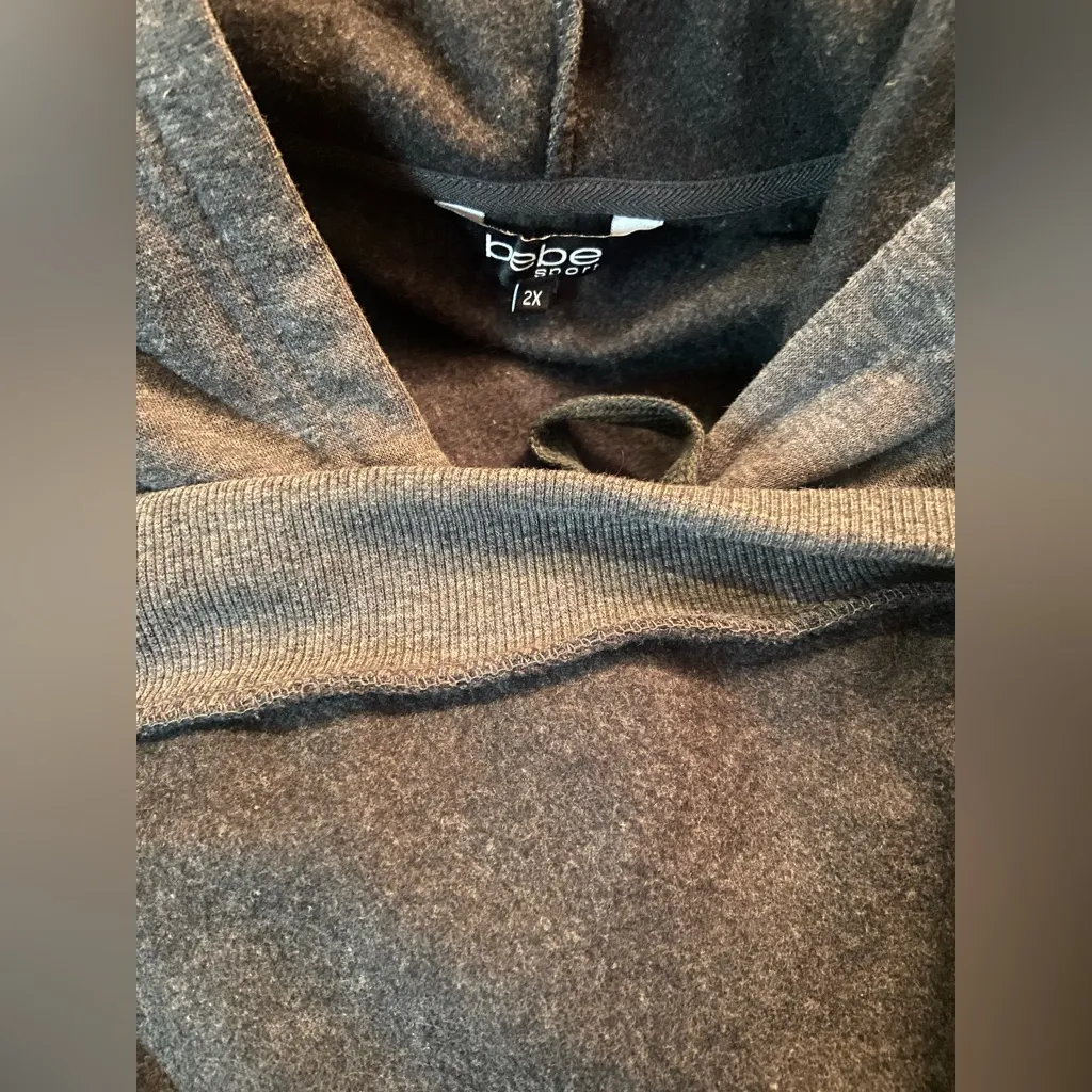 NWT Bebe Charcoal Sequin Logo Hoodie Size 2X - Image 3