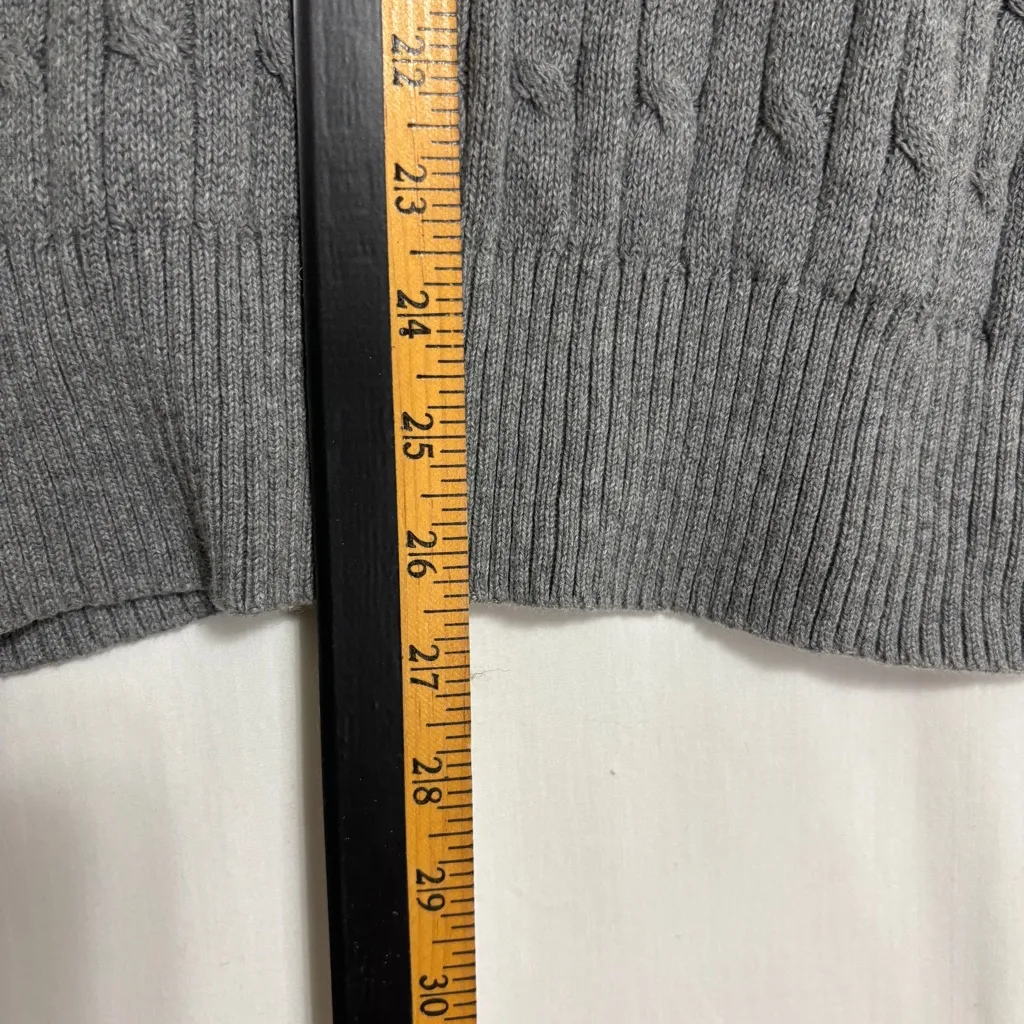 St Johns Bay Cable Knit Sweater Womens L Gray Turtleneck Preppy Academia Office - Image 8