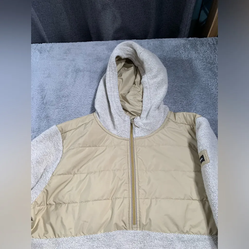 Prana wooly bird fleece half zip jacket Beige and Cream sandstone XL - Image 4