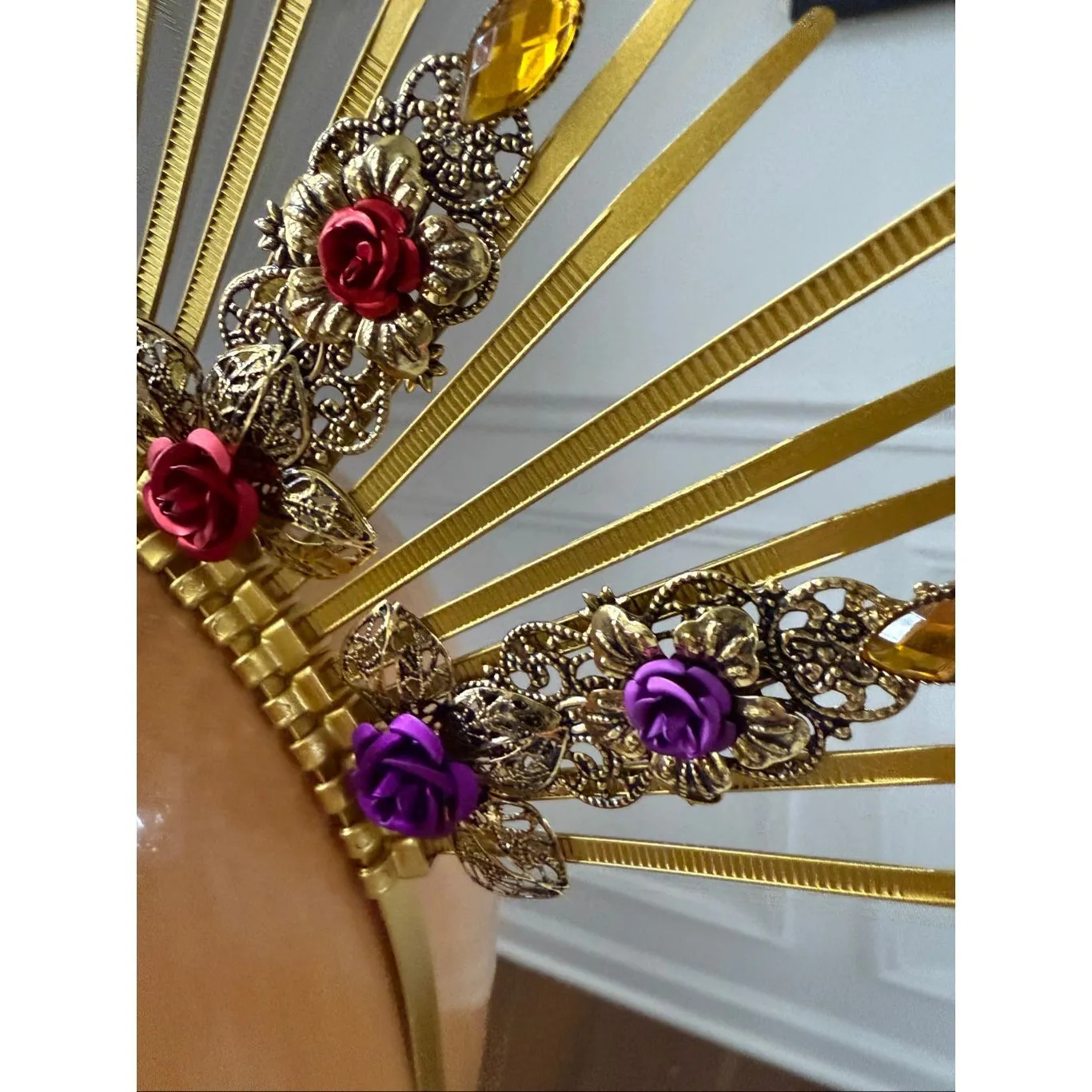 NIP New Goddess Crown Headband Sunburst Halo Day of the Dead Costume Gold - Image 7