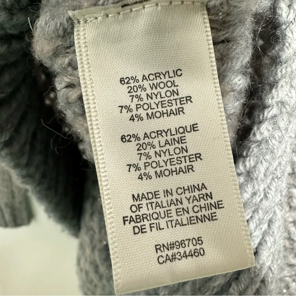 Rebecca Taylor Gray Metallic Chunky Knit Pullover Wool Blend Sweater Size Large - Image 9