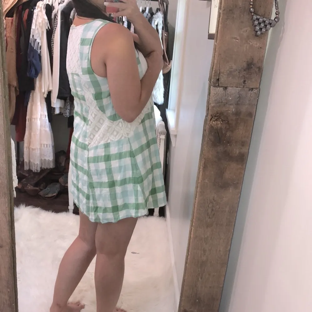 Entro size large green checkered boho dress - Image 4