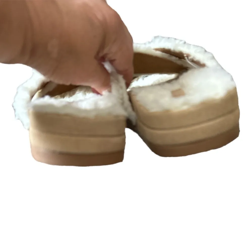 JACK ROGERS LEXI FAUX WHITE FUR CRISS CROSS OVER SANDAL SLIDES 8.5 - Image 9