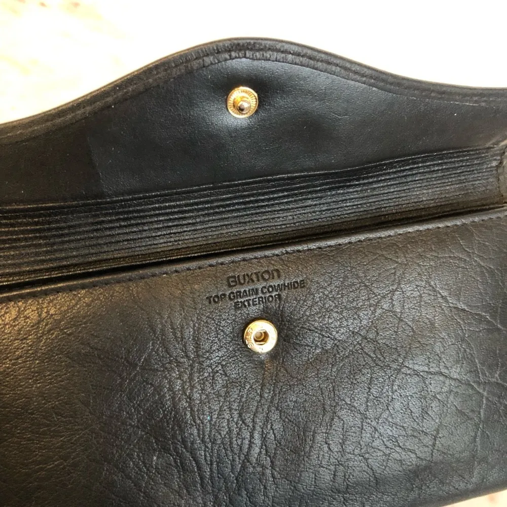 Black and Gold Buxton Top Grain Cowhide Wallet - Image 6