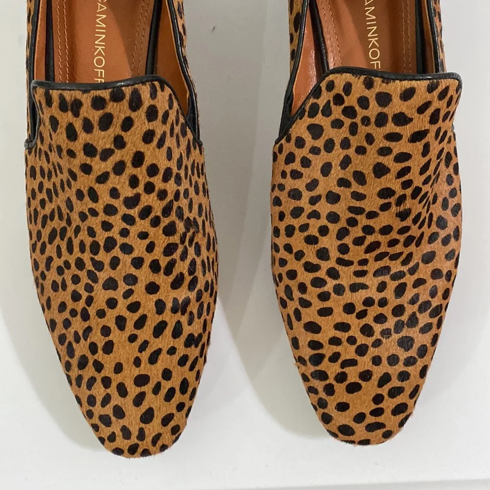 Rebecca Minkoff cheetah print calf hair smoking heeled loafers size 7 - Image 33