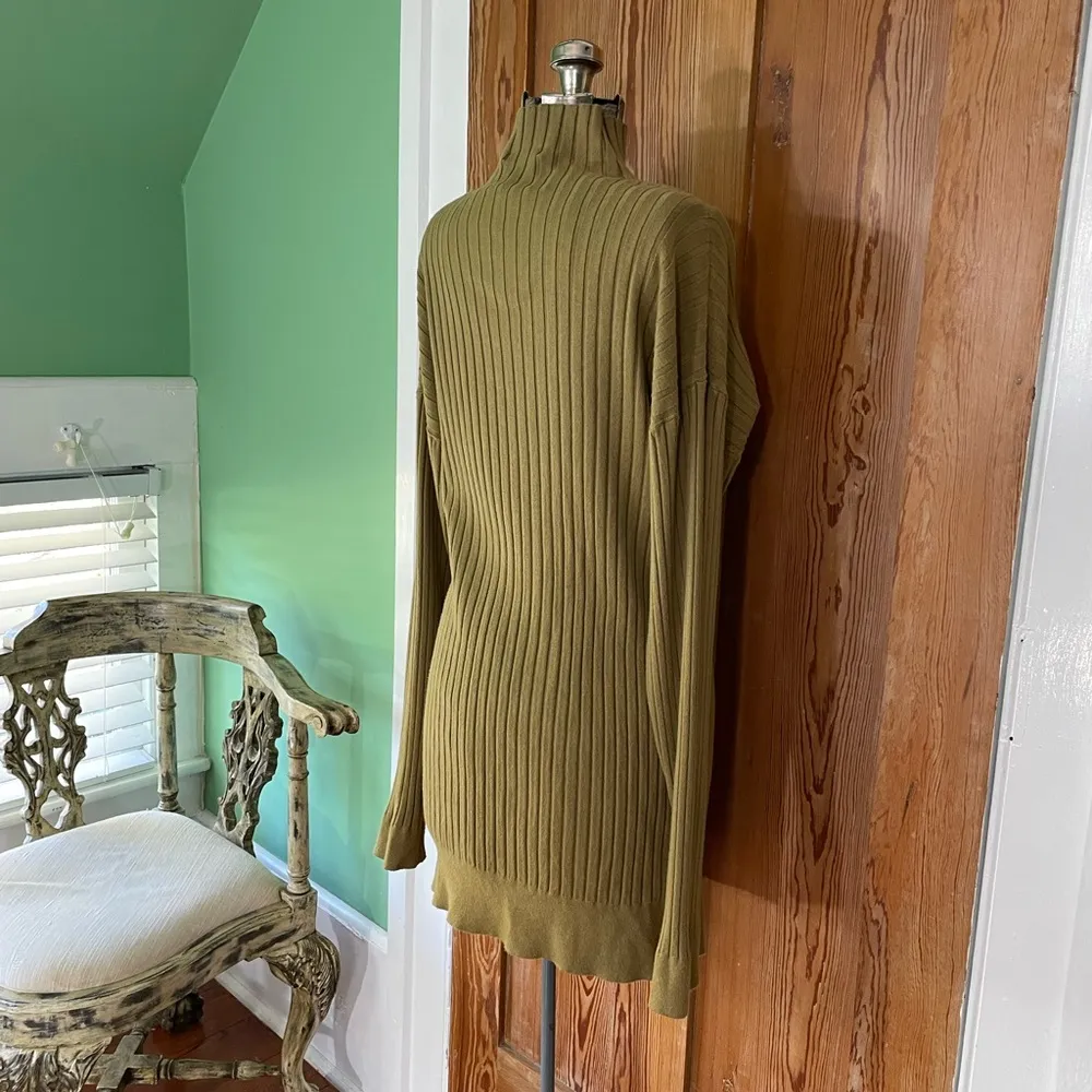 Karlie Ribbed Olive Green Cashmere Blend Cozy  Sweater Dress women’s size M - Image 5