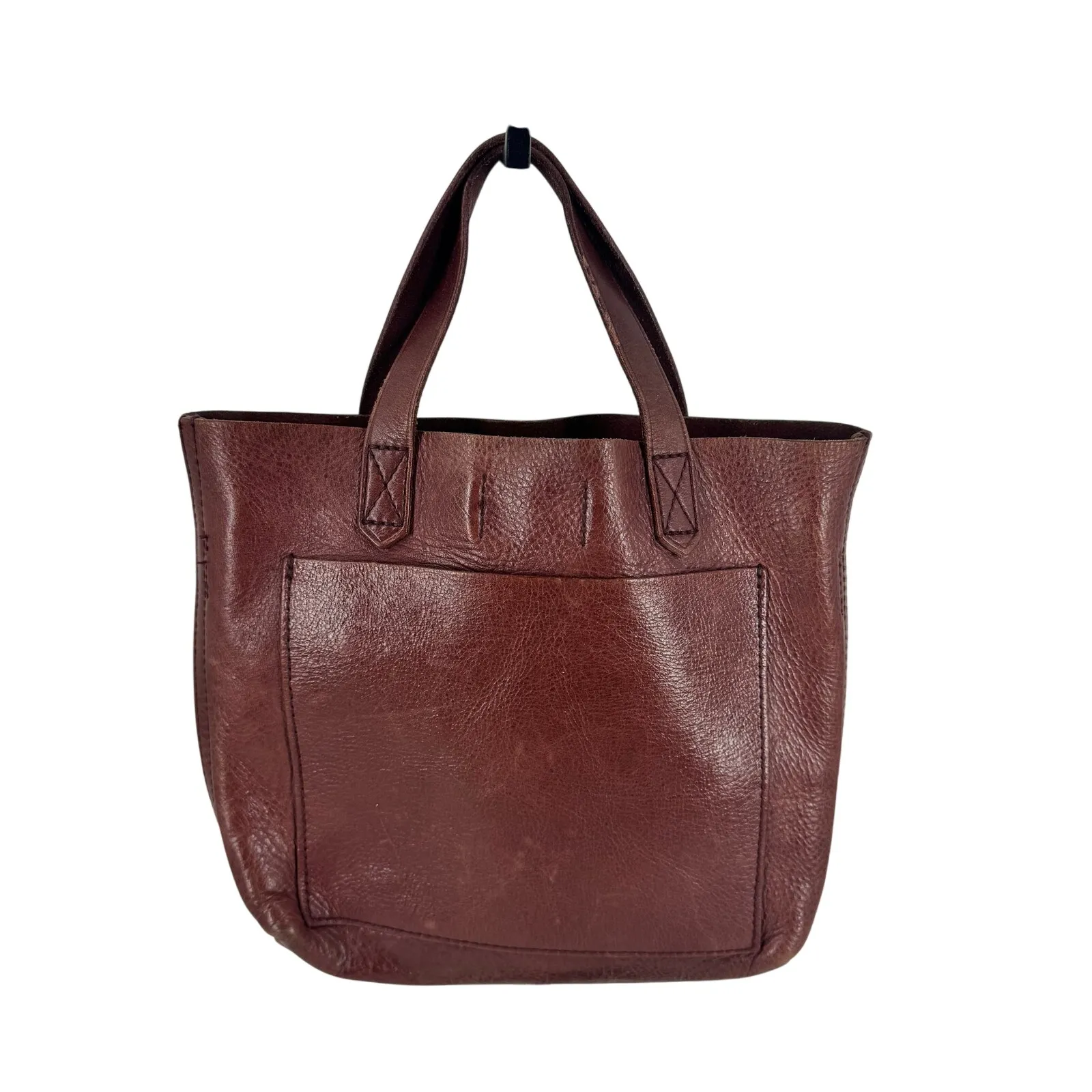 Madewell Small Transport Leather Crossbody Burgundy Leather Tote Bag - Image 2