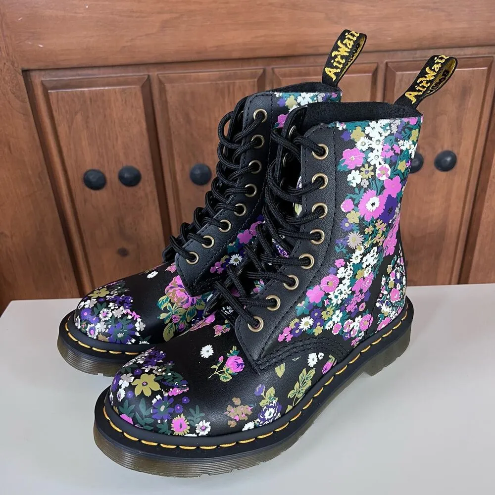 Doc Martens 1460 Pascal‎ Women's Vintage Floral Leather Lace Up Combat Boots - Image 4
