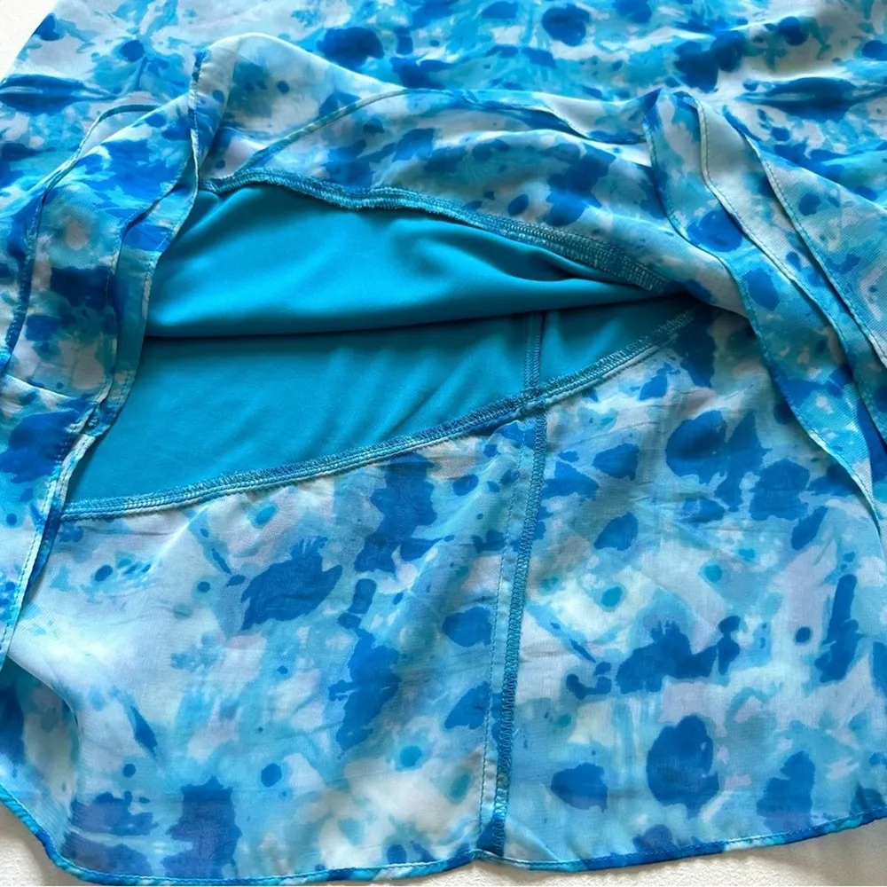 Calvin Klein Dress Blue Watercolor Sleeveless Knee Length Shift Trapeze Size 4 - Image 10