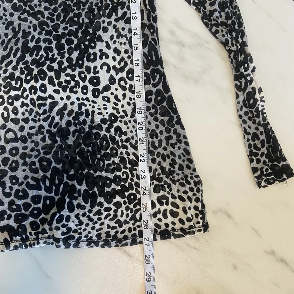Express Womens Sheer Medium Cheetah Print Long Sleeve Y2K Top Mobwife Old‎ Money - Image 8