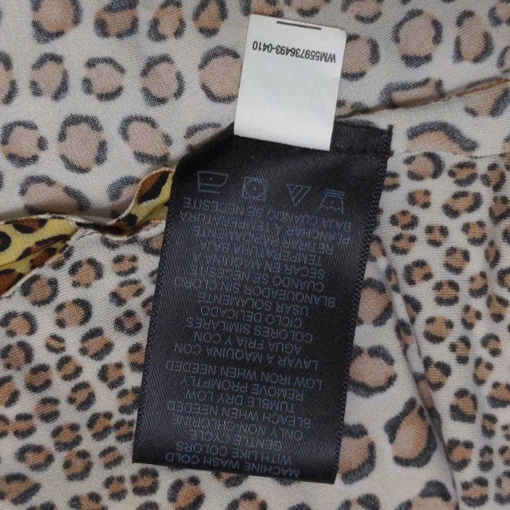 Norma Kamali Women Faux Wrap Dress Brown Leopard Print Ruched Midi Long Sleeve M - Image 9