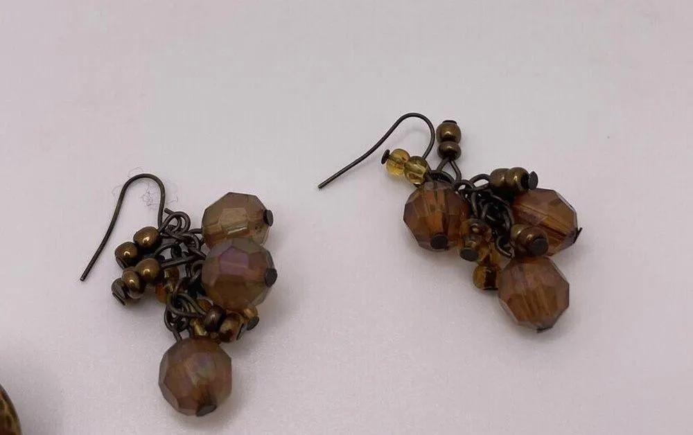 Lot Of 5 Costume Earrings Pierced Dangle Drop Brown / Earth Tones - Image 2