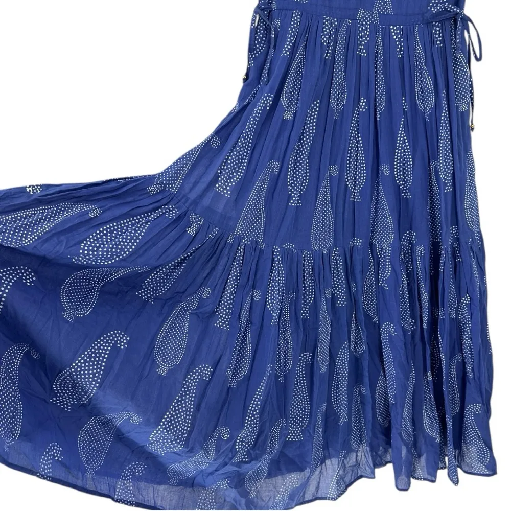 Oliphant Persia Blue Paisley Maxi Dress size XS Ties Full Skirt - Image 7