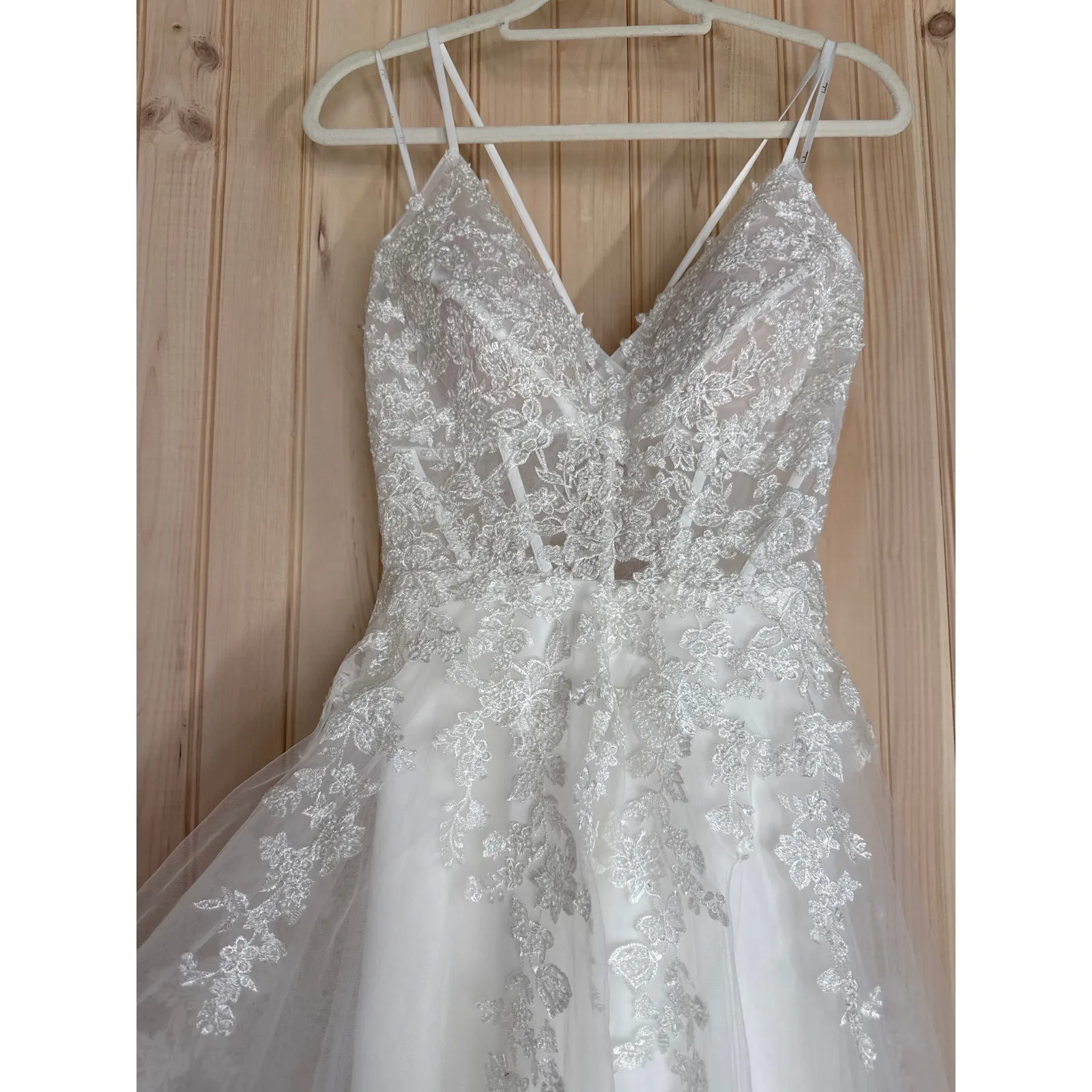 NWT Lulus Glorious Luxury White Sheer Tulle Embroidered Beaded Maxi Dress Size M - Image 6