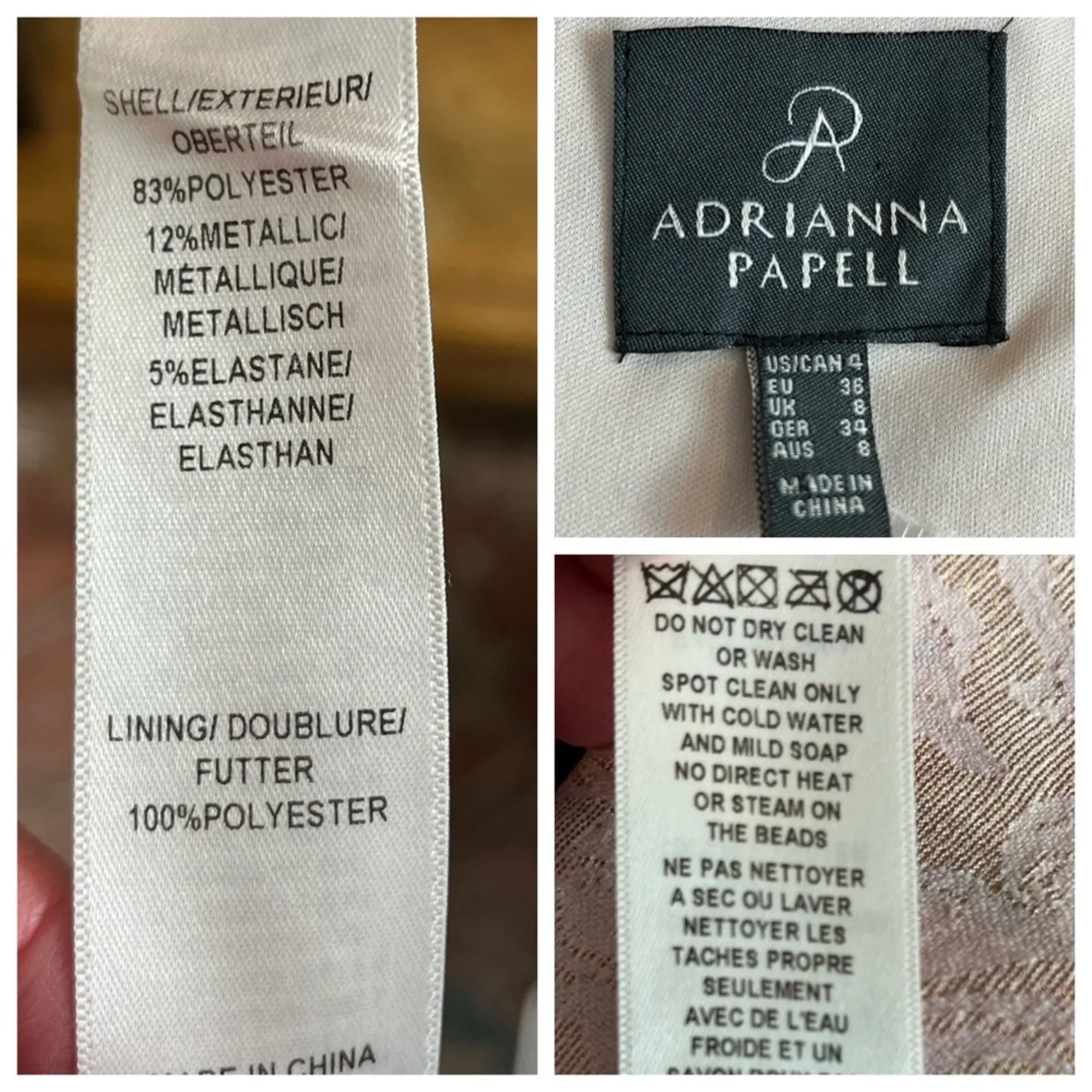 Adrianna Papell Women's Dress Cocktail Pink Shimmer Fit Flare Pockets Size 4 - Image 9