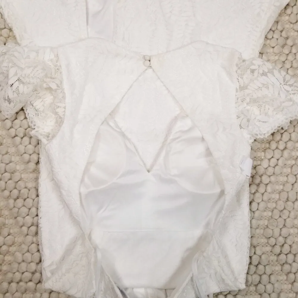 NWT Fame and Partners Chelsey White Lace Wedding Gown Dress Sz 2 - Image 8