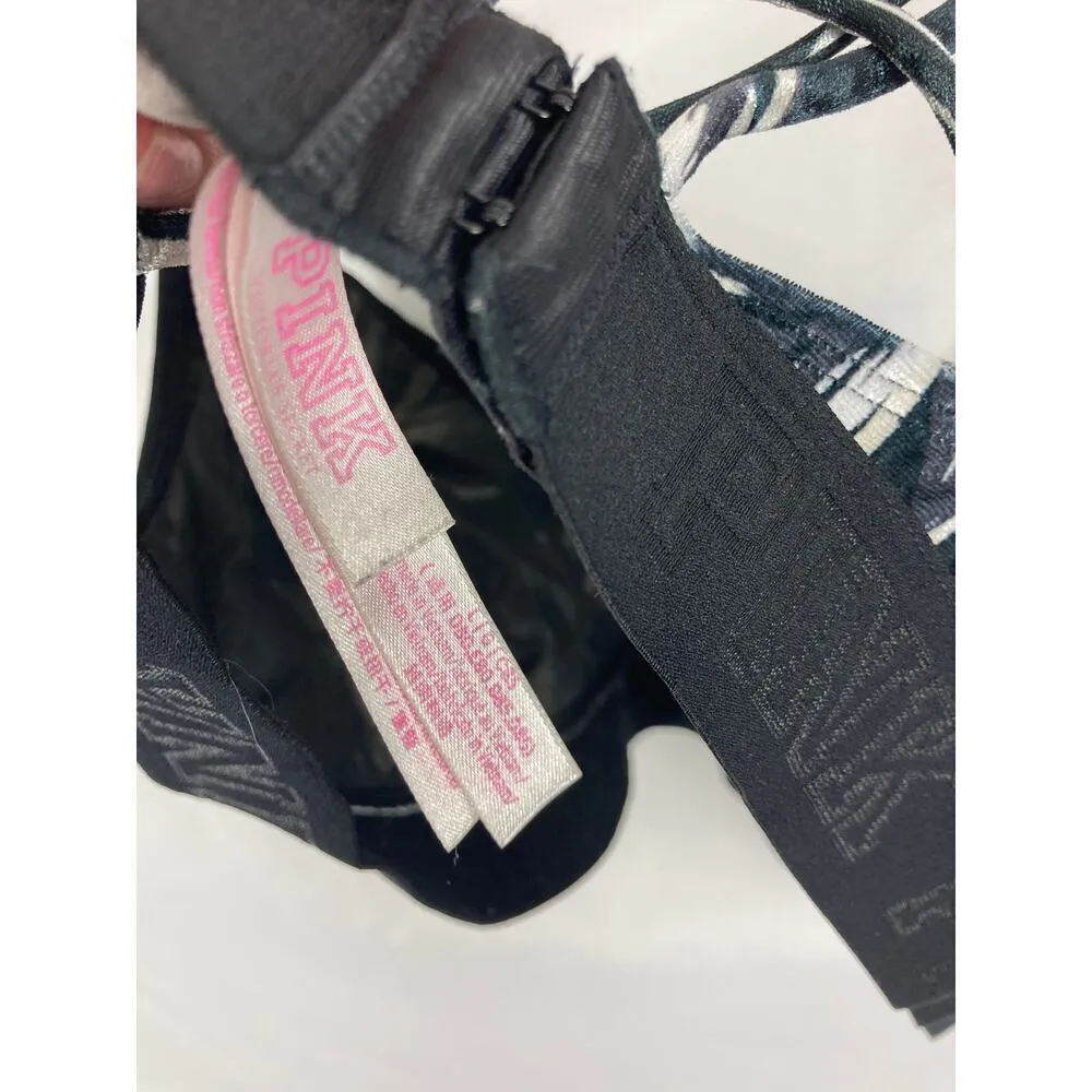 Victorias Secret PINK Palm Leaf Velour Strappy Bralette Size Large - Image 5