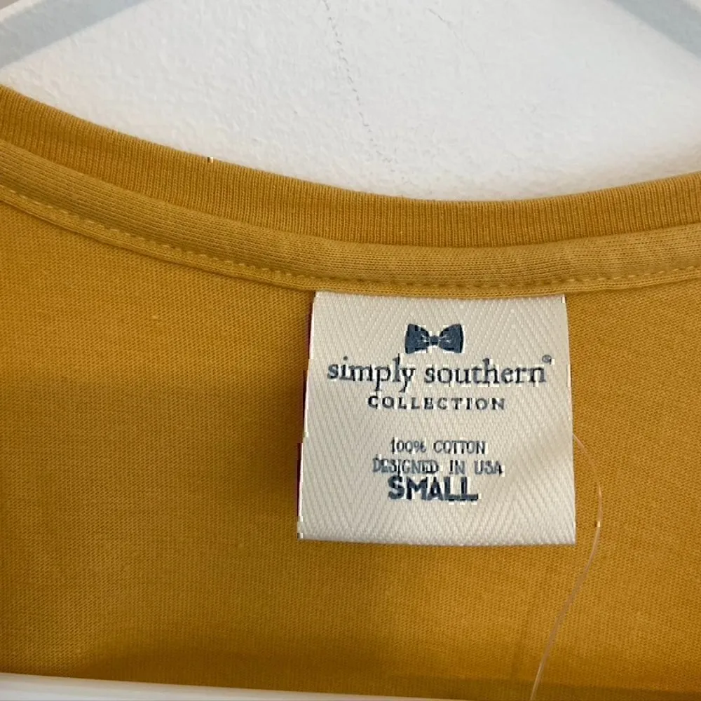 NEW NWT SIMPLY SOUTHERN Lake Life Tank Mustard Yellow Graphic Preppy Cotton sz S - Image 5