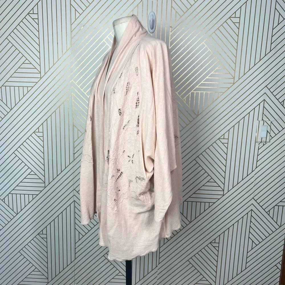 Free People Cool Nights Crochet Cardigan Conch Pink‎ Size Small - Image 7