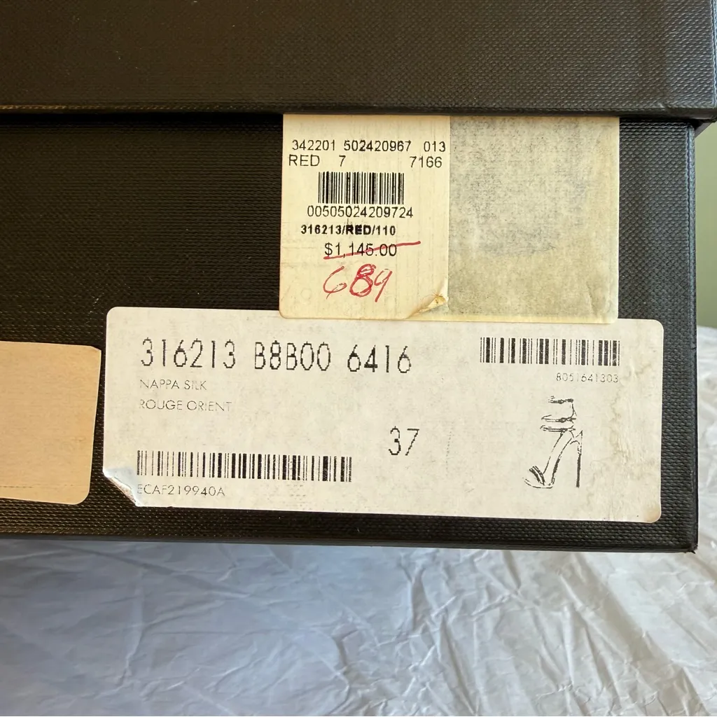 Saint Laurent / YSL Strappy Heeled Sandals, Metallic Rouge Orient, Size 37 - Image 11