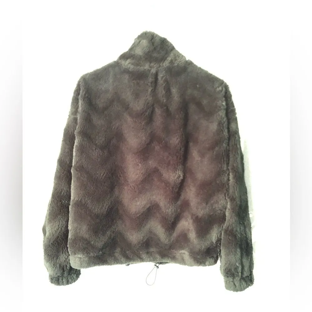 Urban Outfitters Teddy Faux Fur Coat jacket drawstring oversized women sz S zip - Image 9
