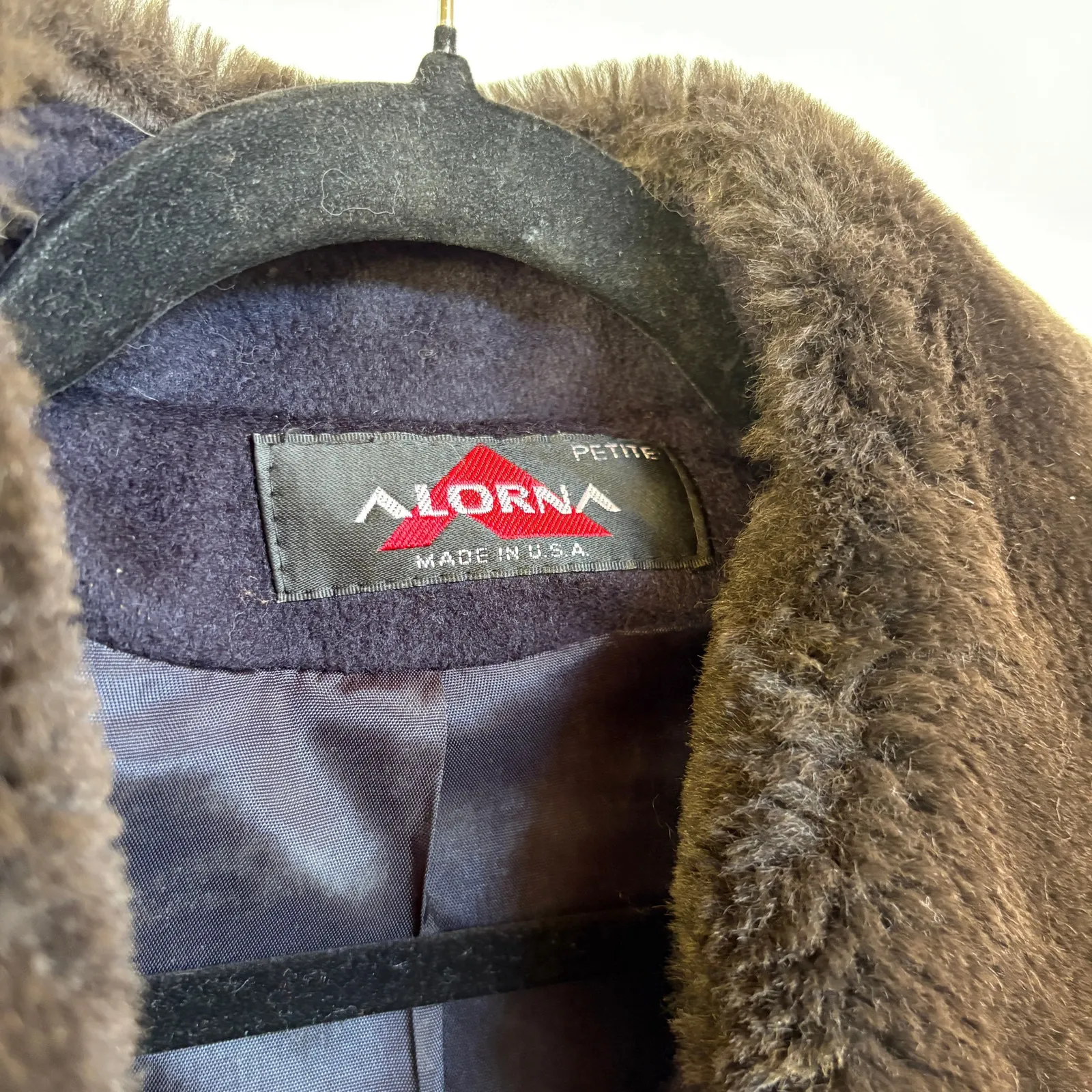 Vintage Navy Pennylane Long Coat Faux Fur Collar Wool Blend Formal Winter Blue Size undefined - Image 11