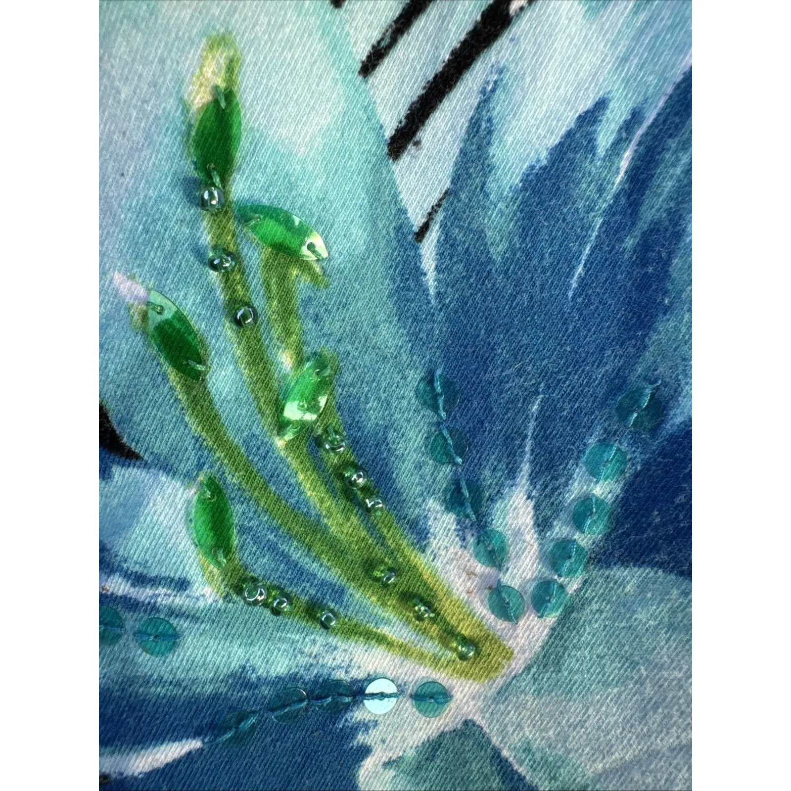 Y2K Shabby Chic Embellished Alfred Dunner Sz S Floral Tee Shirt Top Cotton Blend - Image 6