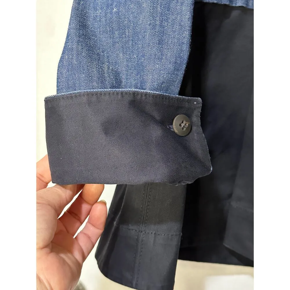 Elizabeth and James York Chambray Button Front Jacket Indigo Peplum Size Medium - Image 13