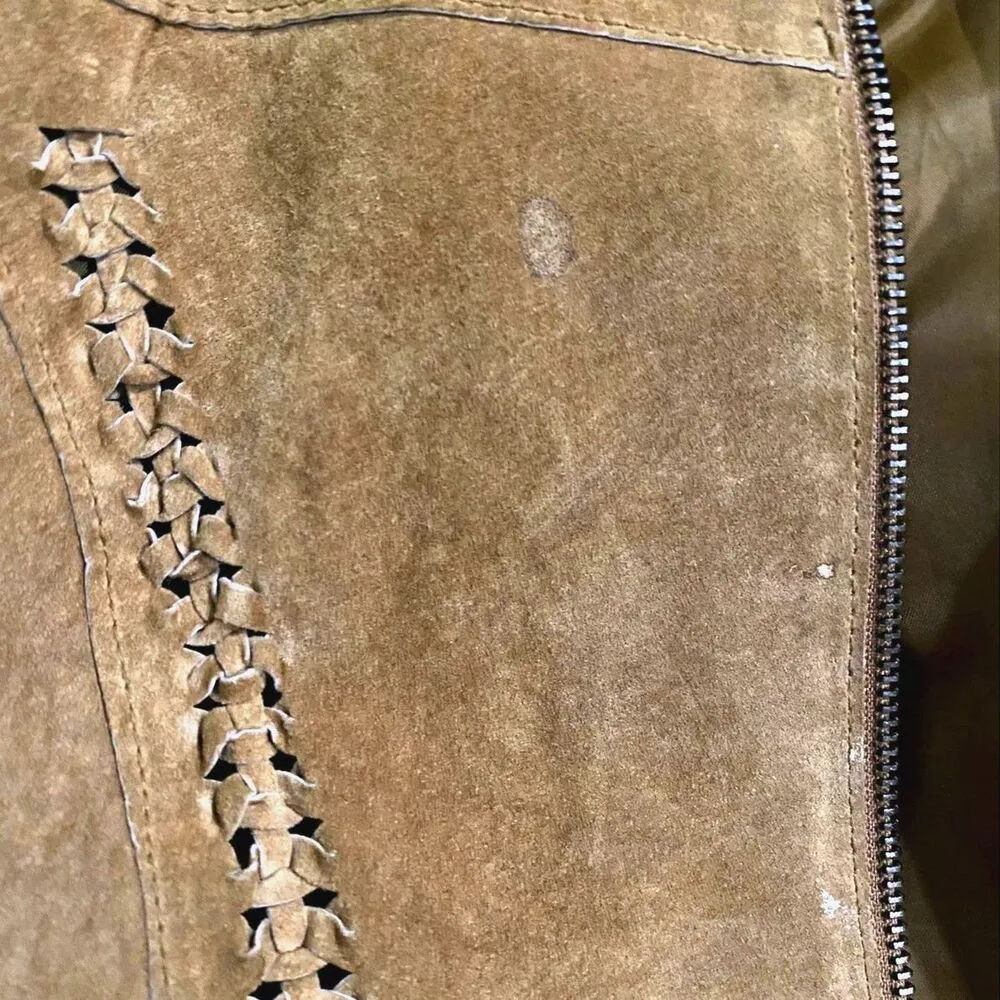 Tan Brown Avanti fringe western jacket Size L - Image 4