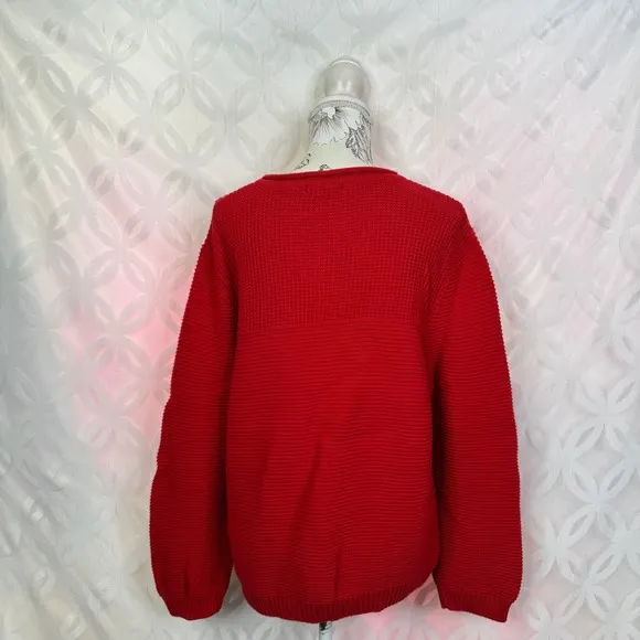 Orvis Red Cotton Knit Roll Neck Pullover Sweater‎ Womens Size L - Image 4