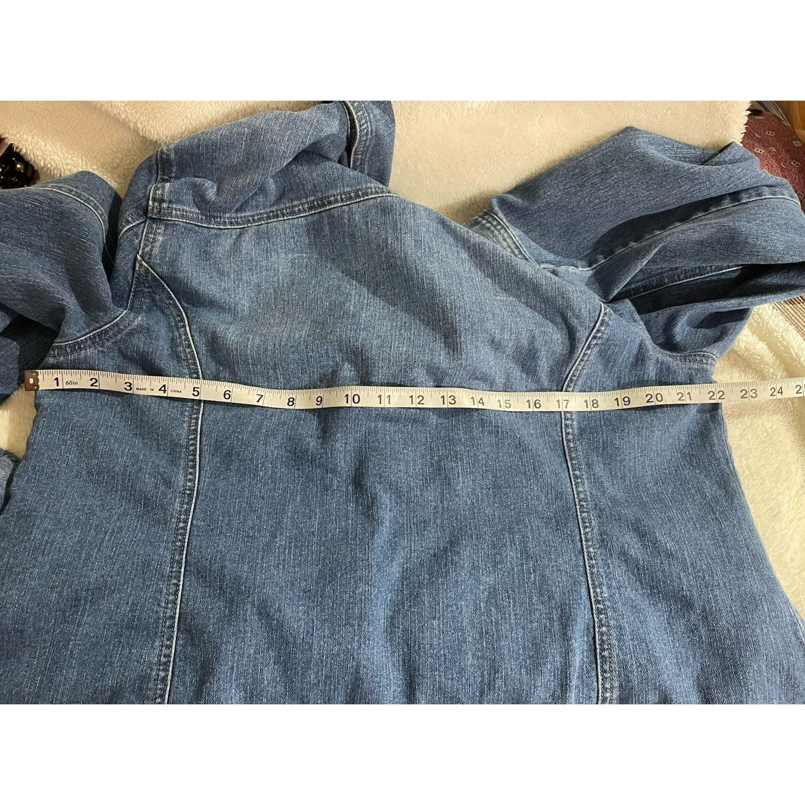 Jones New York Jeans Jacket Womens XL Trucker Denim Blue - Image 7