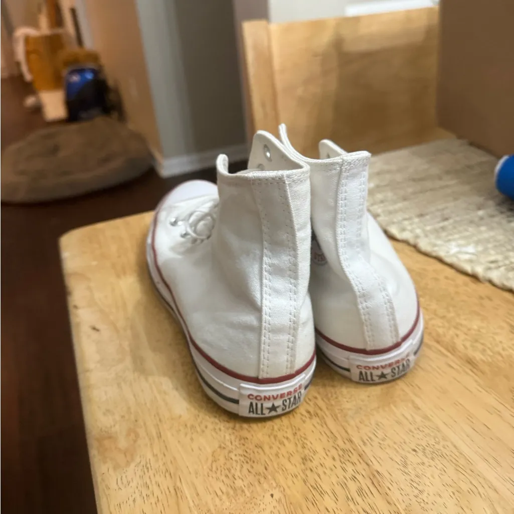 Converse white high tops women’s 10 men’s 8 - Image 7