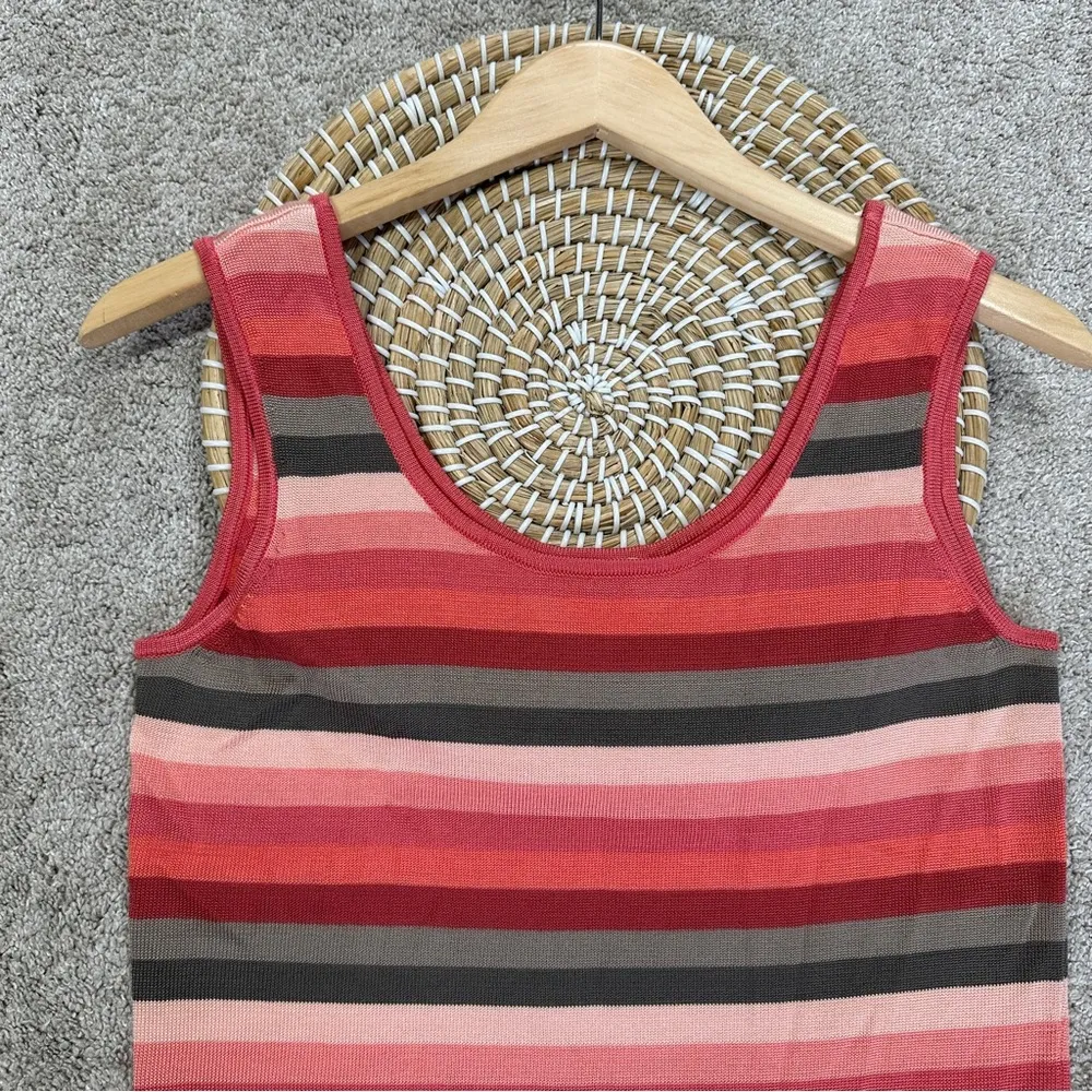 Talbots Women’s Vintage Y2K Striped Retro Knit Tank Top Sleeveless Multicolor S - Image 2