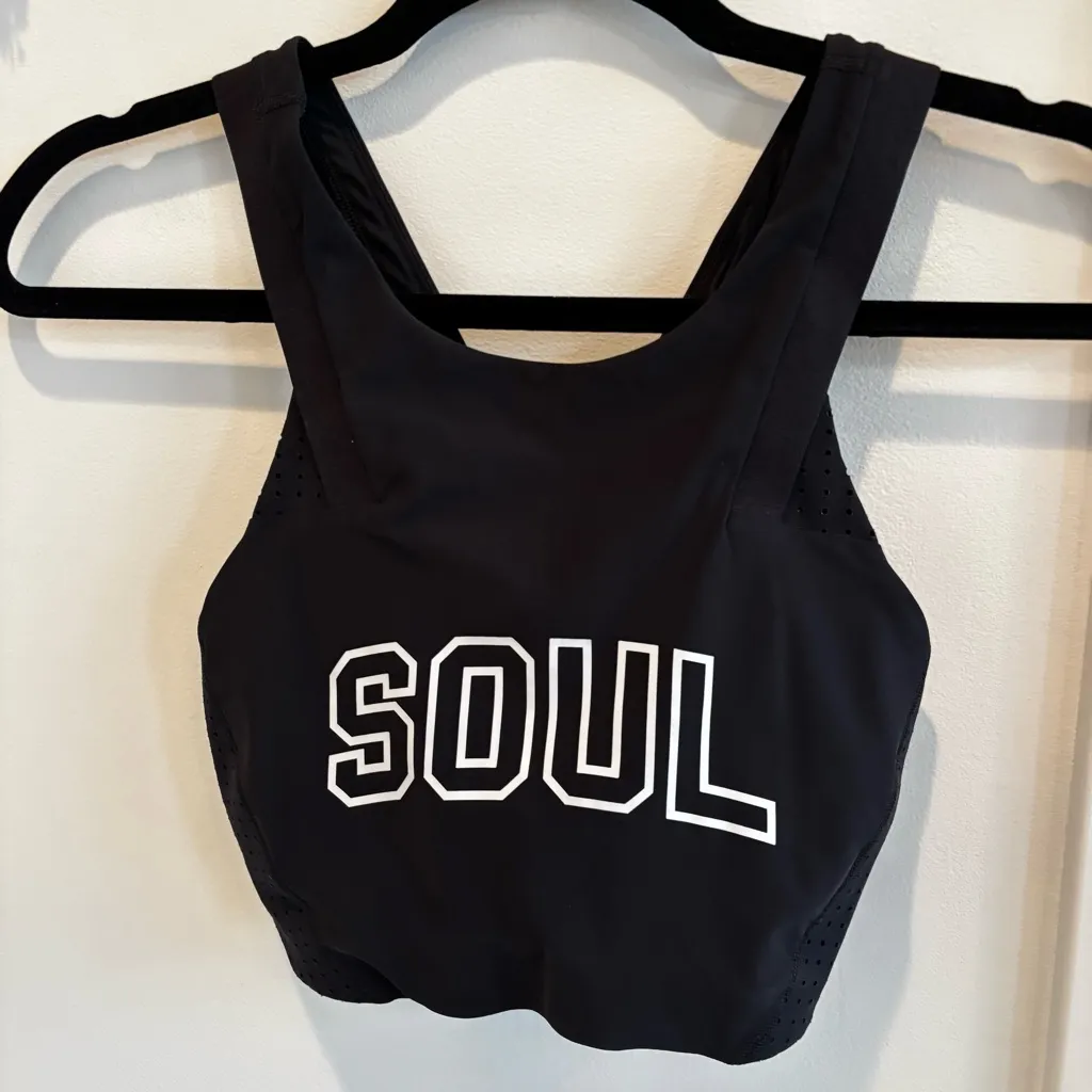 Lululemon SOUL High Neck Strappy Black Athletic Sports Bra Women's Size 6 - Image 2