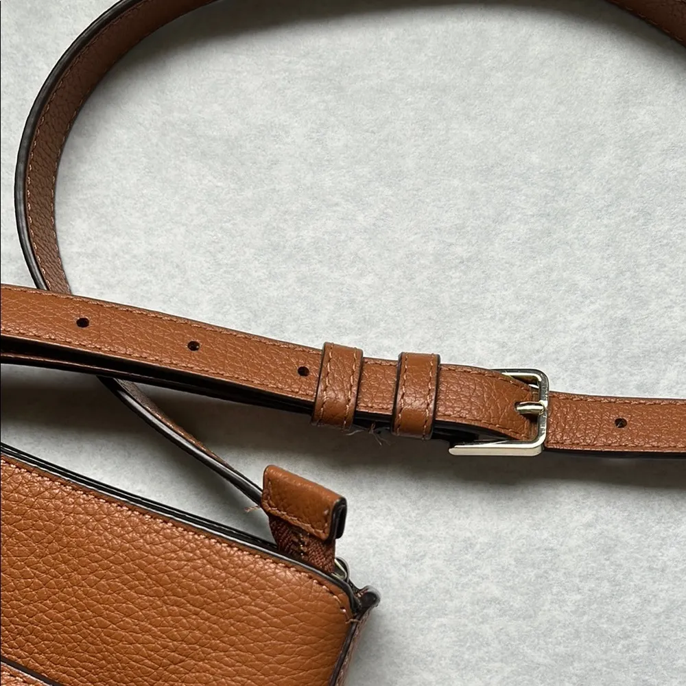 Kate Spade Leila Pebbled Leather Top Zip Crossbody & Matching Wallet Gingerbread - Image 4