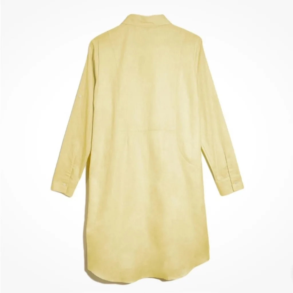 NEW Roller Rabbit Raisa Long Sleeve Shirt Dress Midi Cotton Linen Yellow XL - Image 2