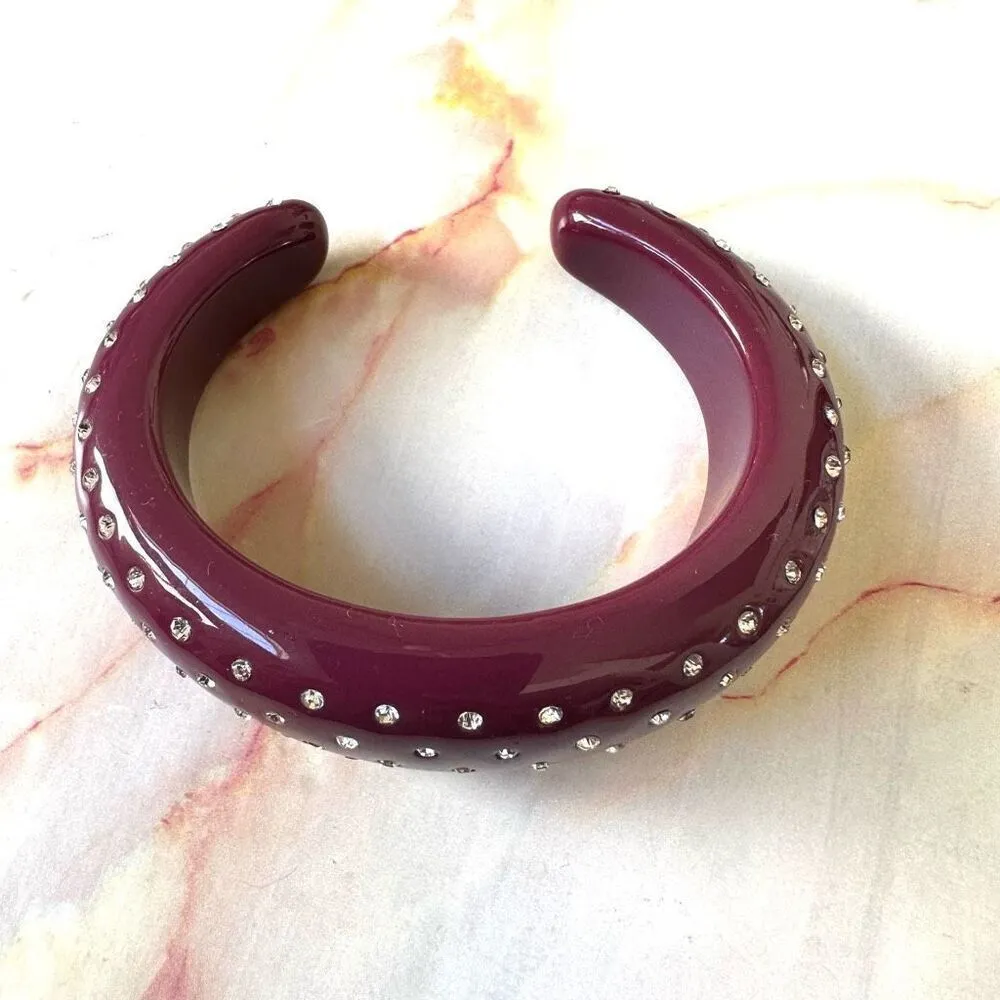 J. Crew Eileen burgundy rhinestone cuff bracelet - Image 7