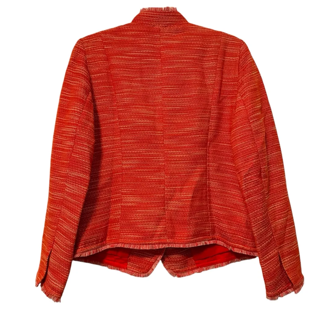 Chico’s Tweed Single Button Full Zip Long Sleeve Jacket Orange‎ Size 0 (4) - Image 7