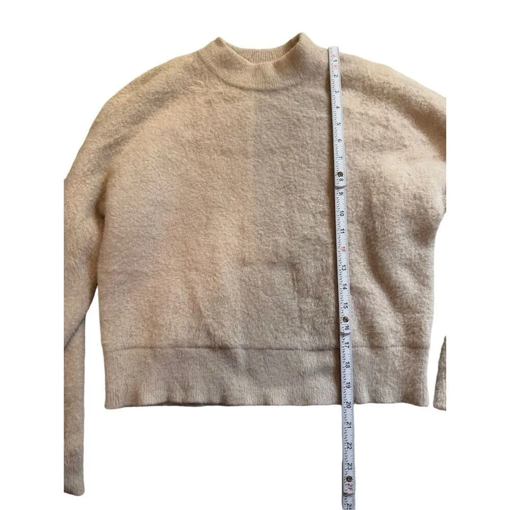 BAILEY 44 Fuzzy Beige Tan Mock Neck Pullover Sweater Long Sleeve Sz M - Image 5
