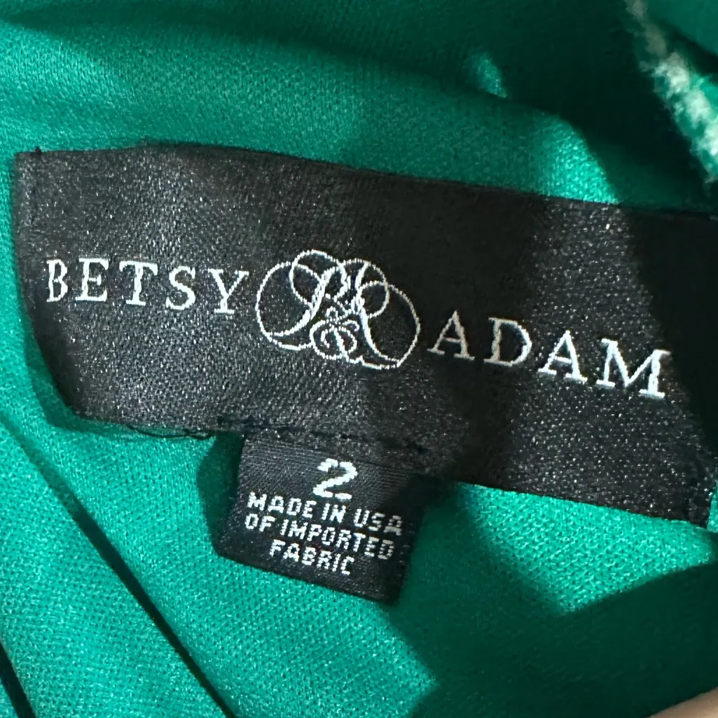 Betsy & Adam Ruched Glitter-Knit Side-Slit Dress – Emerald Green, NWT - Image 6