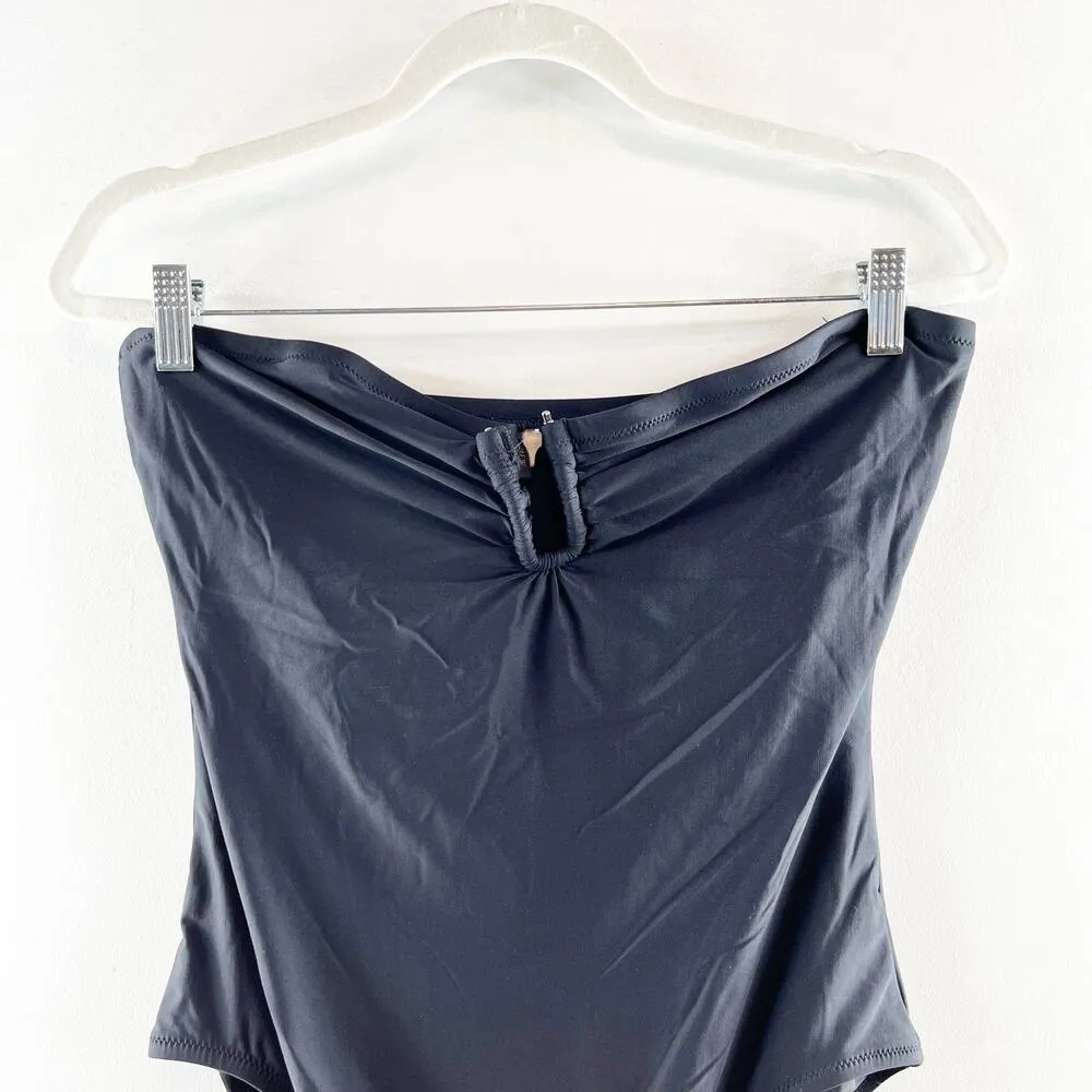 J. Crew Notched Wire Cutout Strapless One Piece Swimsuit Black 14 - Image 8