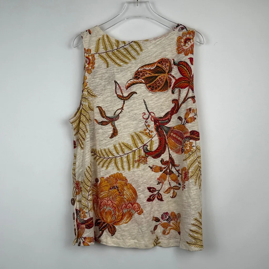 Rachel Zoe Linen Floral Leaf 2 Piece Set Tank Wide Leg Pants Rope Belt Large NWT - Image 4