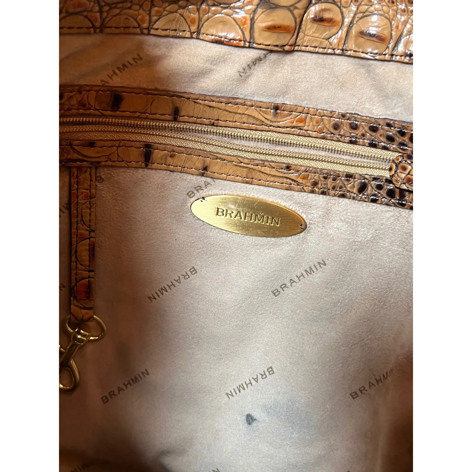 Brahmin Carmela Melbourne Tan Croc Embossed Hobo Shoulder Handbag Luxury ** - Image 10