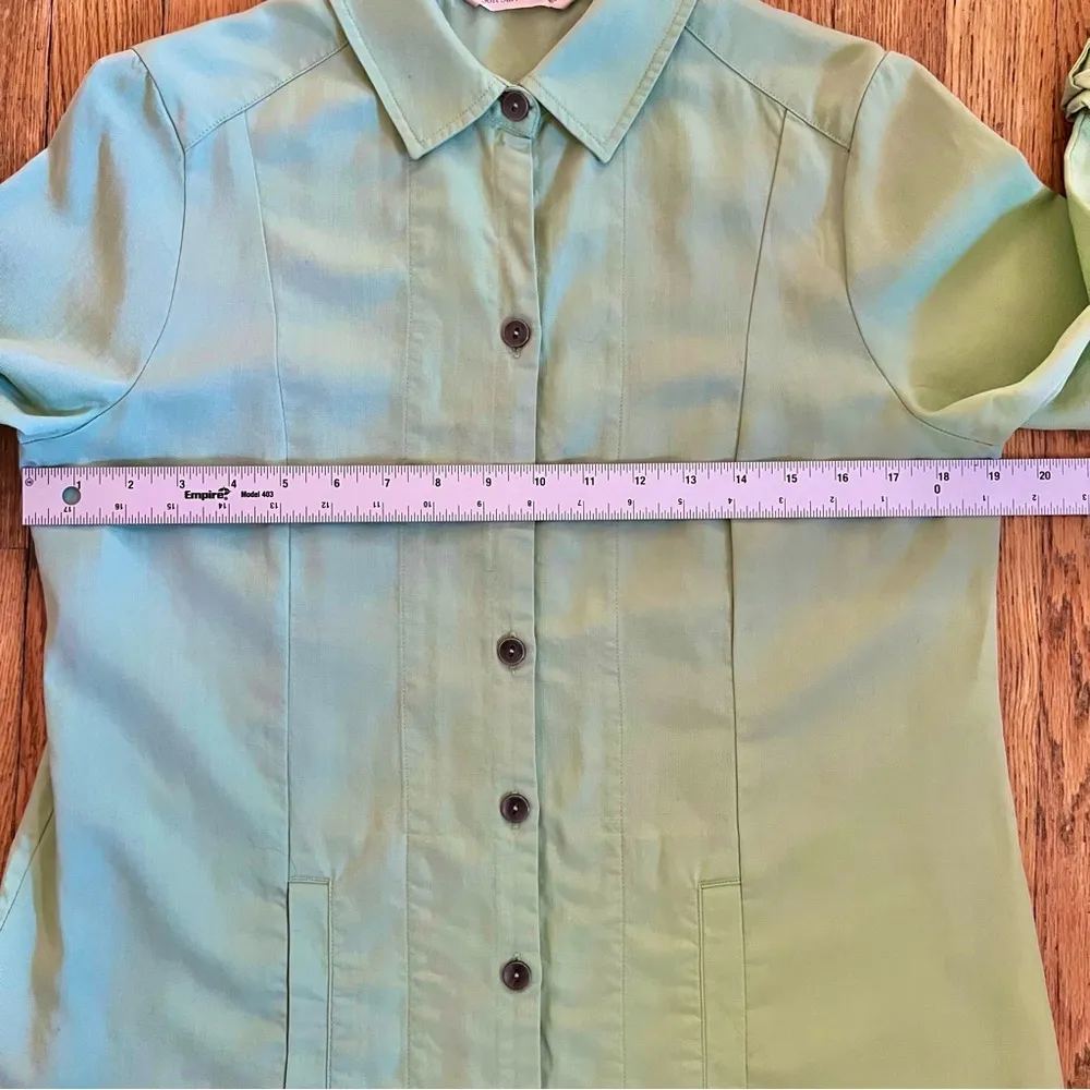 Soft Surroundings Tunic Blouse Green Roll Tab Sleeves Island Breeze Womens Small - Image 8