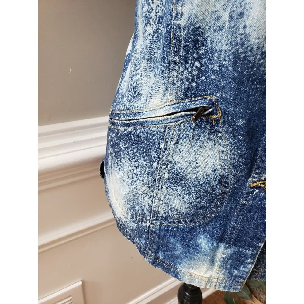 Vintage Carole Little Vest S Blue Denim Faded Sleeveless Collared Button Front - Image 10