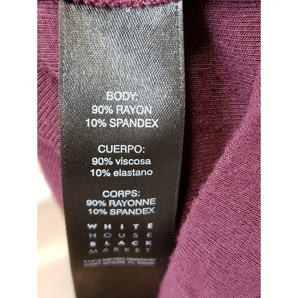 White House Black Market Shift Dress Womens XS Purple Rayon Cold Shoulder Sleeve - Image 5