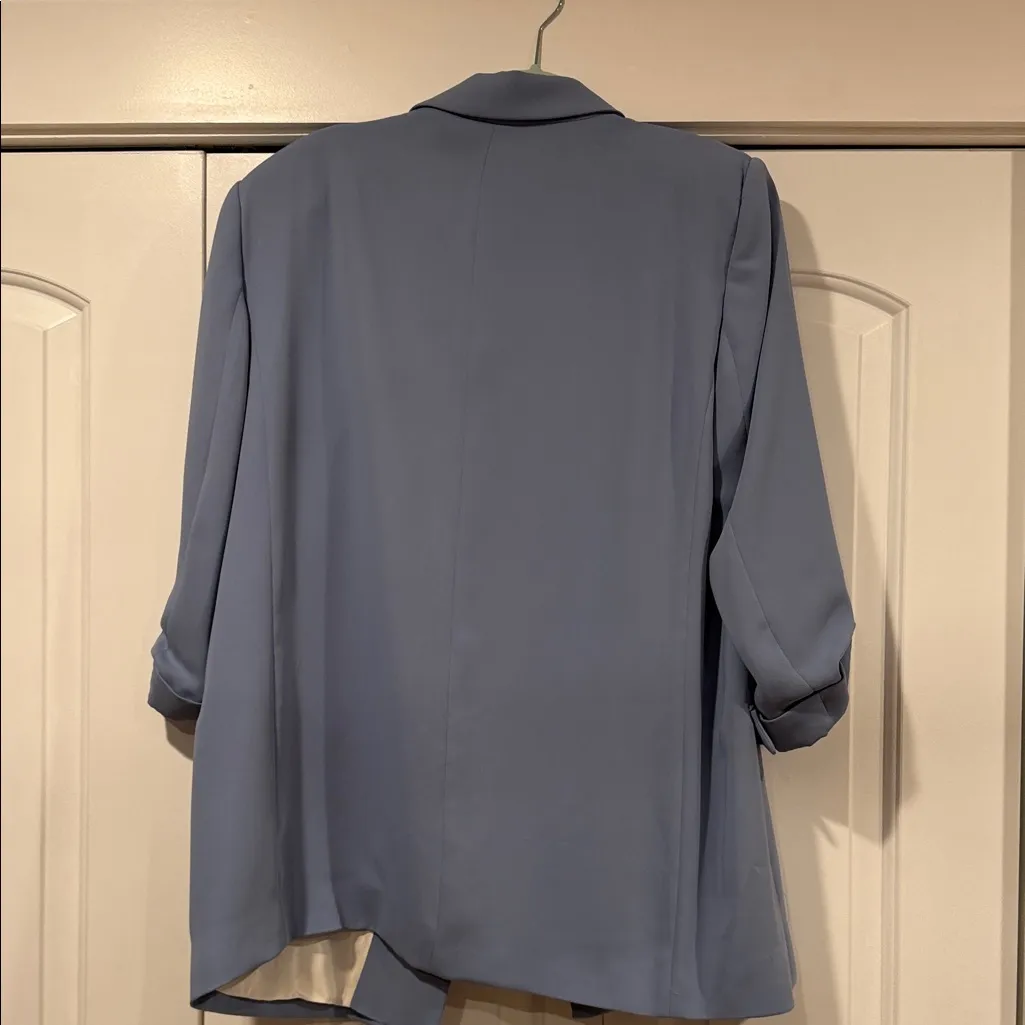 Zara Women's Light Blue Rolled Sleeve Blazer XL‎ - Image 5